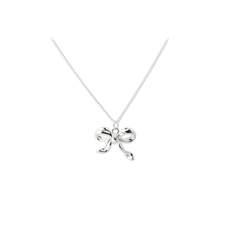 New Curve Bow Necklace Silver Fra Aqua Dulce