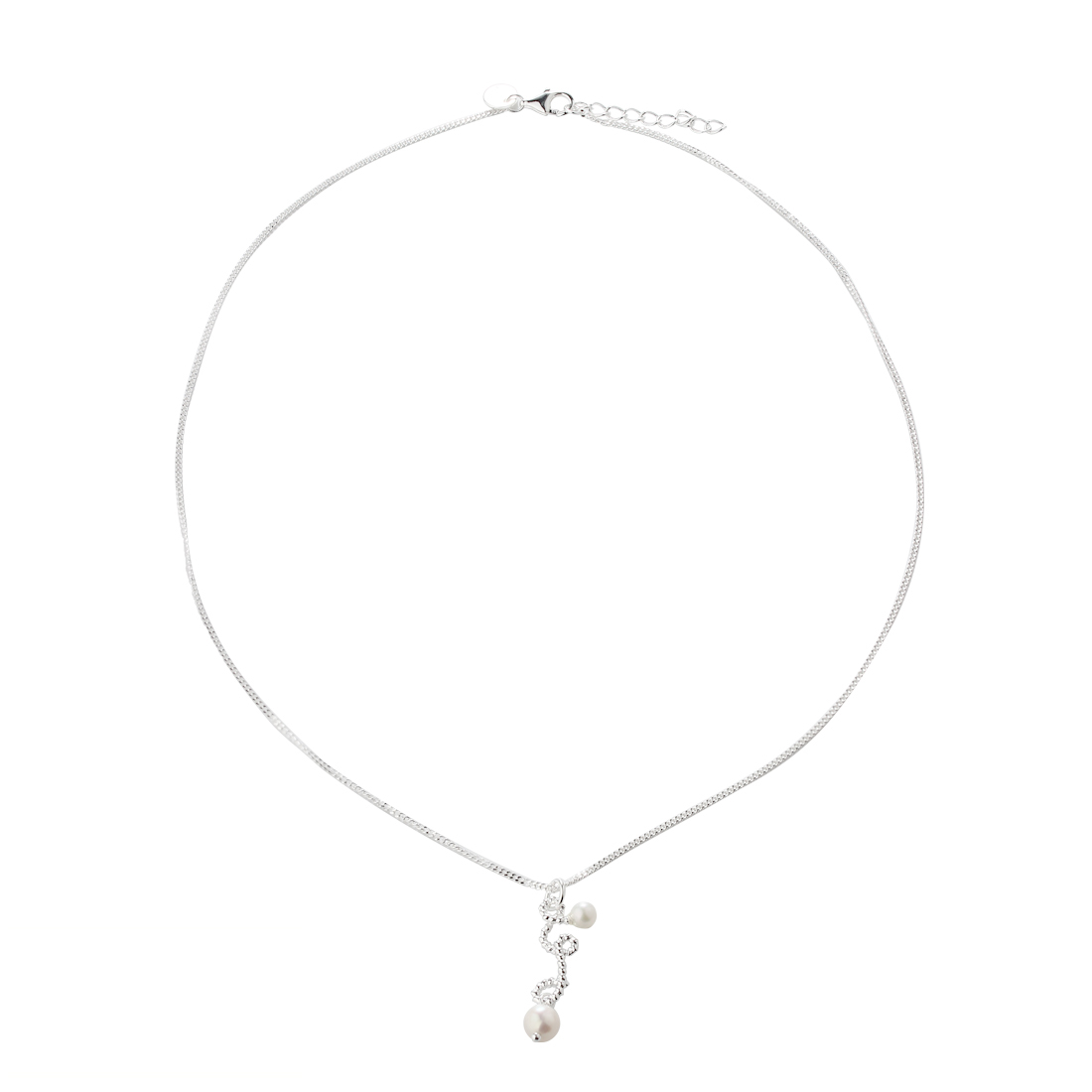 Swirl Love Chain Halskæde I Sterling Sølv Med Krølle & Hvide Ferskvandsperler 42 3 Cm Fra Aqua Dulce