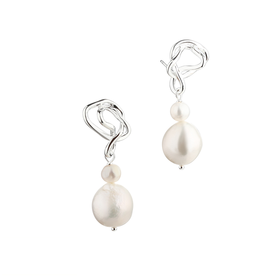 CURLY PEARL EARSTUD | SILVER