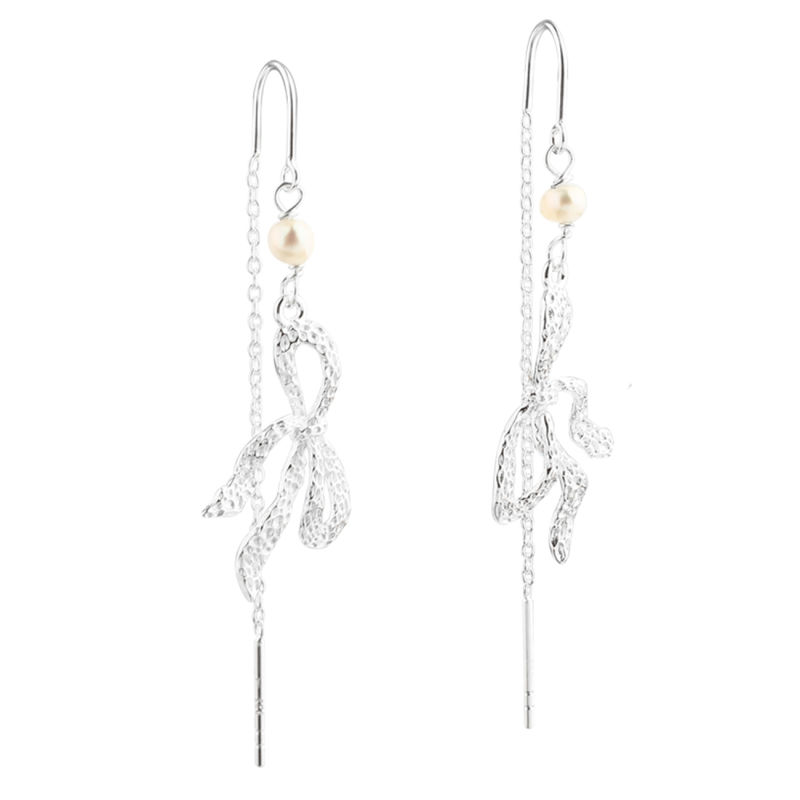 *HANGING BOW EARTHREAD | SILVER