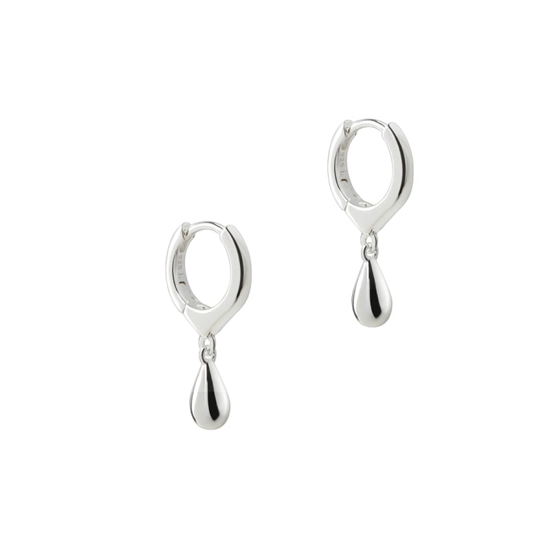 *SHINY DROP HOOP | SILVER