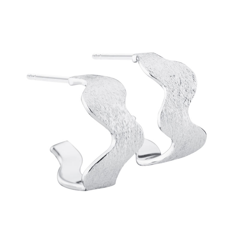 DREAMLIT WAVY HOOP 14 MM. | SILVER