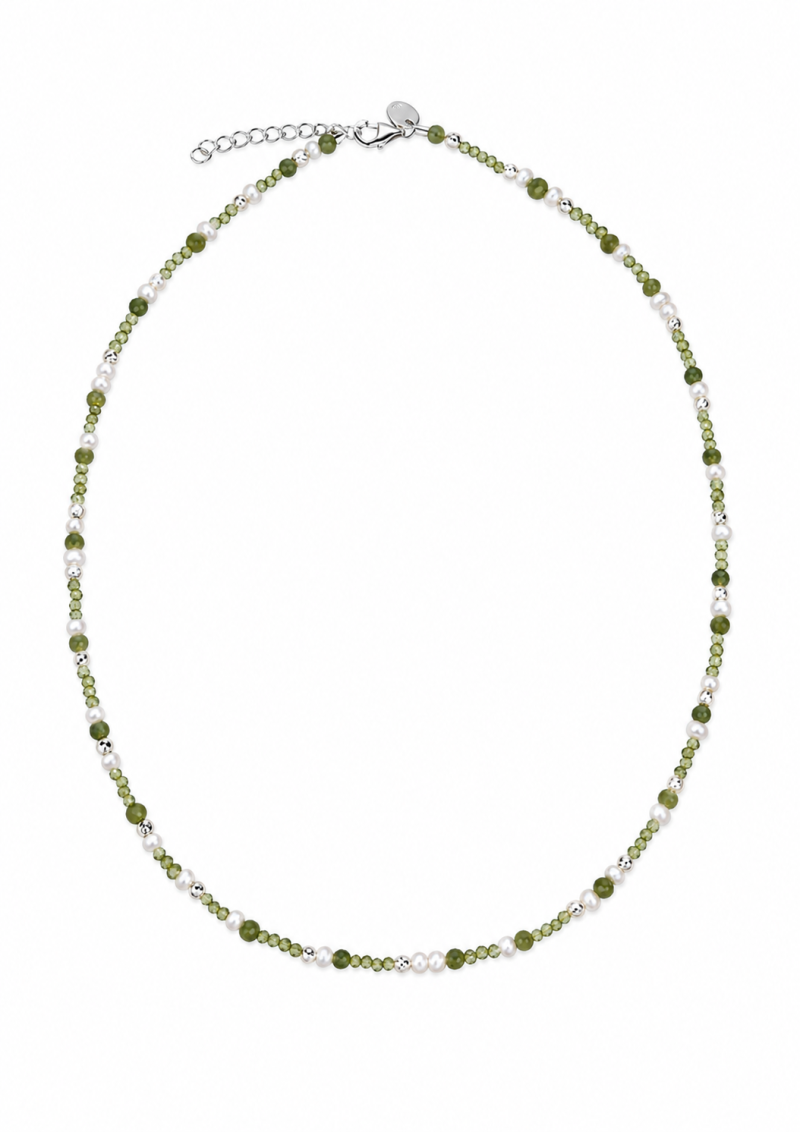 AYA OLIVE NECKLACE | SILVER