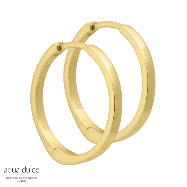 Martha, 20 mm. blank enkelt creol med klikls i forgyldt sterling slv