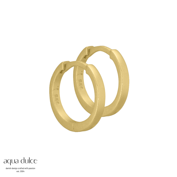 Martine,13 mm. creoler i sandblst forgyldt sterling slv med klikls