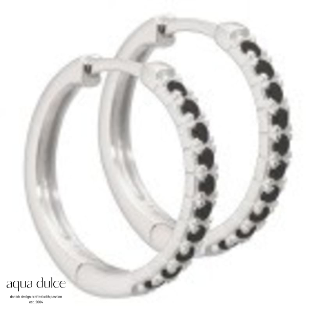 BLACK DARLING 15 MM. HOOPS | SILVER