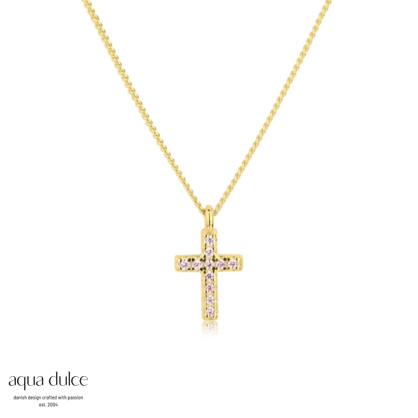 ROSE CROSS NECKLACE | GOLDEN