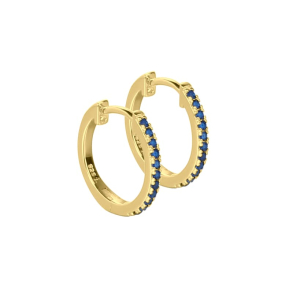 Caitlin, 15 mm. smalle creoler i forgyldt sterling slv med mrk bl zirkonia.