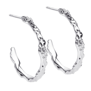 MILA HOOP, 25 mm. hoops i sterling s�lv med ruflet overflade.