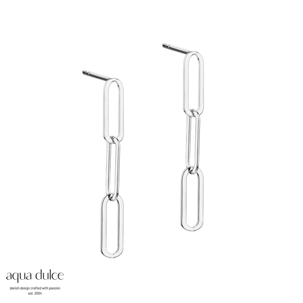 THREE LINK EARSTUD, restikker i sterling slv med link 4 x 11 mm.