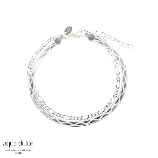 SNAKE & FIGARO, Armbnd i sterling slv med slange og figaro kde. 17 + 3 cm.