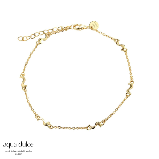 RHUMBA SIMPLE ANKLET, Ankelkde i forgyldt sterling slv med sm fine vedhng. 22 + 4 cm.
