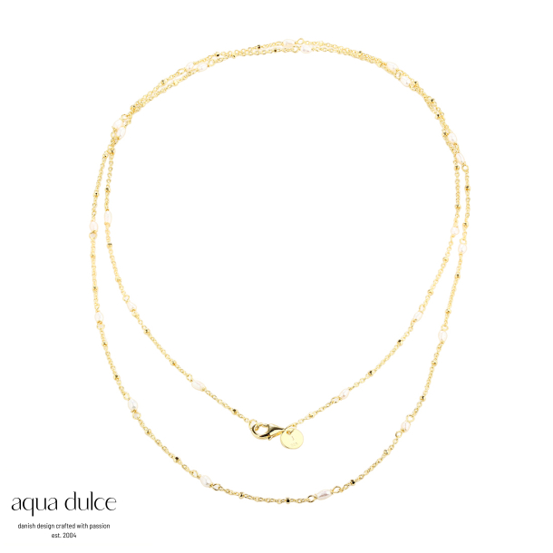 RICE DOTS LONG NECKLACE | GOLDEN