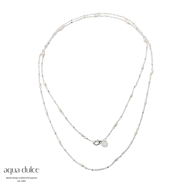RICE DOTS LONG NECKLACE | SILVER