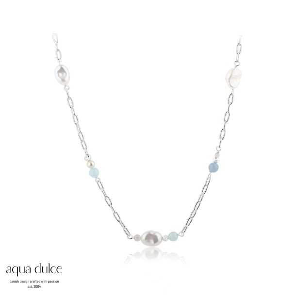SKY BLUE PEARL NECKLACE | SILVER
