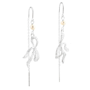 *HANGING BOW EARTHREAD | SILVER