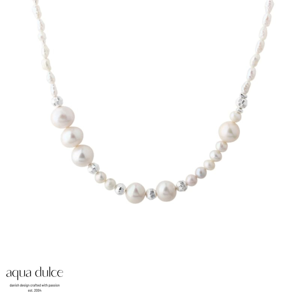 LINE PEARL NECKLACE  | SILVER