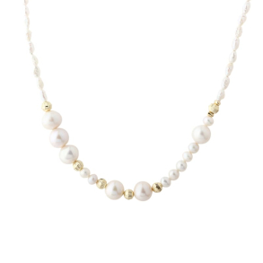 LINE PEARL NECKLACE  | GOLDEN