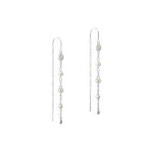 LINE EARRING PEARL | SILVER