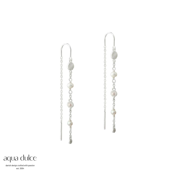 LINE EARRING PEARL | SILVER