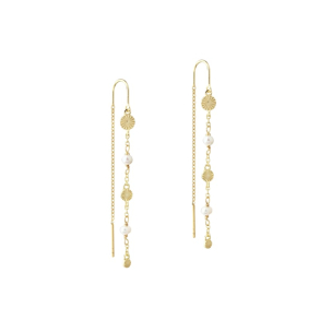 LINE EARRING PEARL | GOLDEN