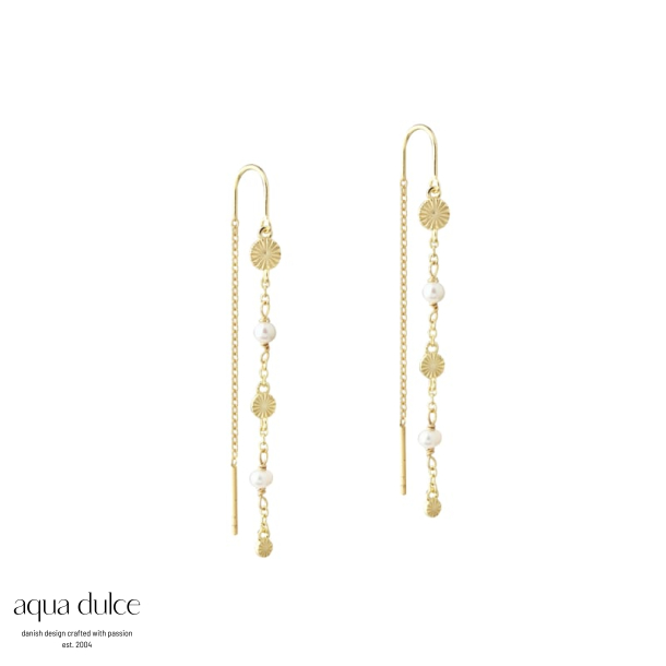 LINE EARRING PEARL | GOLDEN