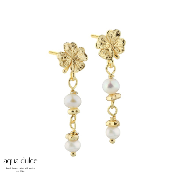 CLOVER PEARL EARSTUD | GOLDEN