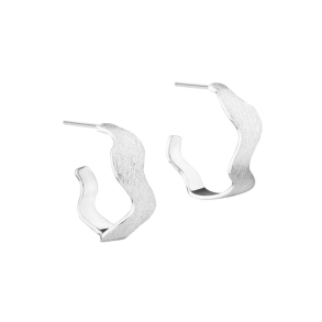 DREAMLIT WAVY HOOP 18 MM.  | SILVER