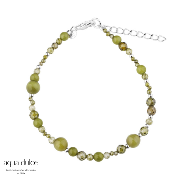 AYA OLIVE STONE BRACELET | SILVER
