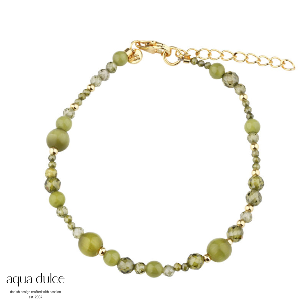 AYA OLIVE STONE BRACELET | GOLDEN