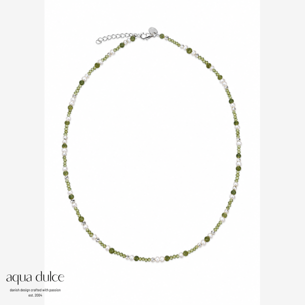 AYA OLIVE NECKLACE | SILVER