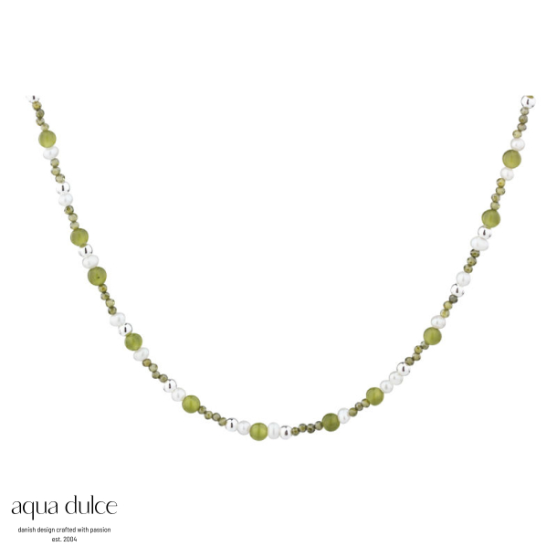 AYA OLIVE NECKLACE | SILVER