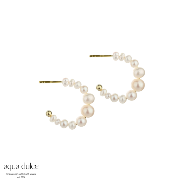 PRETTY PEARL HOOP SMALL |  GOLDEN