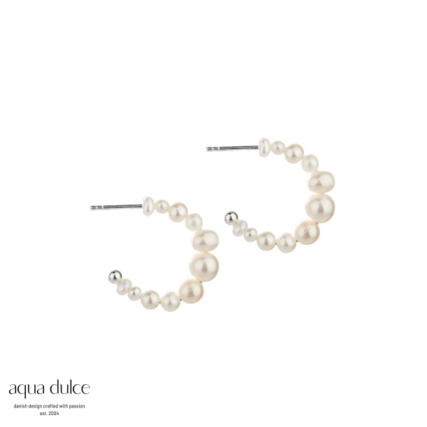 PRETTY PEARL HOOP SMALL |  SILVER