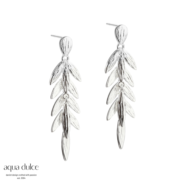 DEBBIE LEAF, restikker i sterling slv med blade med struktur. 4 cm. lange