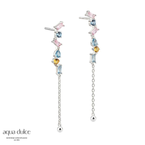 PASTEL BAGUETTE LOVE EARSTUDS | SILVER