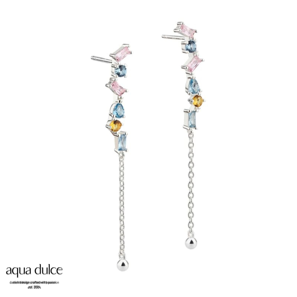 PASTEL BAGUETTE LOVE EARSTUDS | SILVER