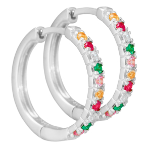 Nessa, 20 mm. creoler i sterling slv med multifarvede zirkonia