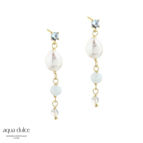SKY BLUE PEARL EARSTUD | GOLDEN