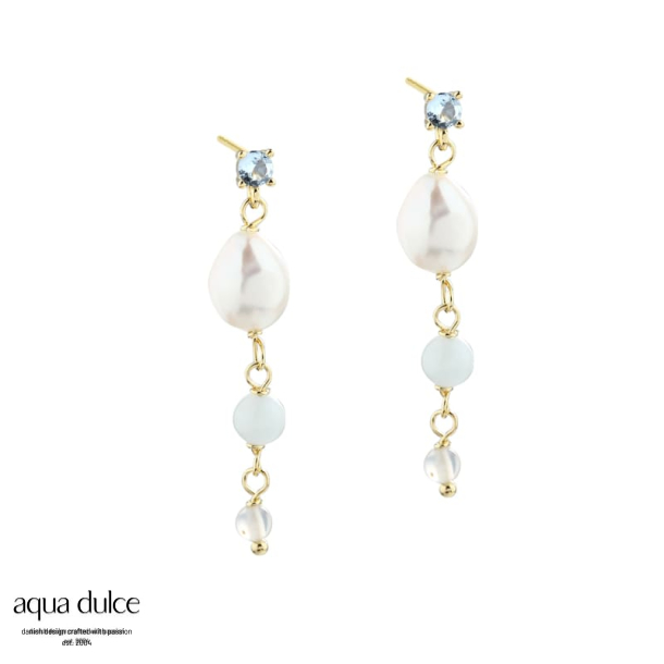 SKY BLUE PEARL EARSTUD | GOLDEN
