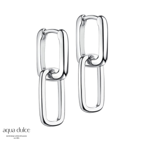CUBIC, 15 mm. firkantet hoops i sterling slv med firkantet vedhng.