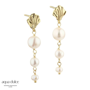 HULDA PEARL LONG EARSTUD | GOLDEN