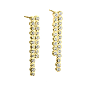 PARTY, restikker i forgyldt sterling sllv med 2 rkker af flotte zirkonia i becel fatning.