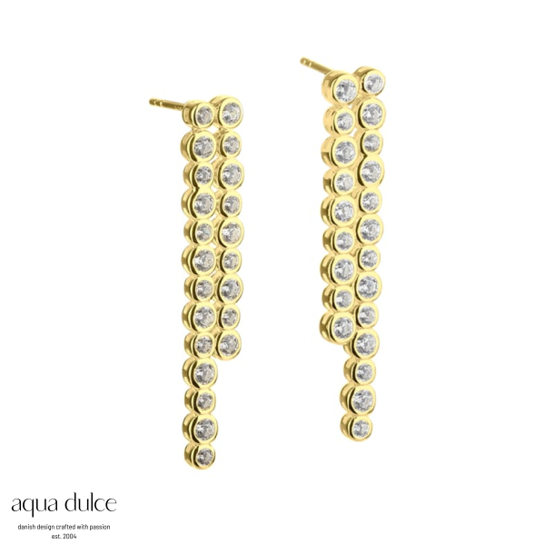 PARTY, restikker i forgyldt sterling sllv med 2 rkker af flotte zirkonia i becel fatning.