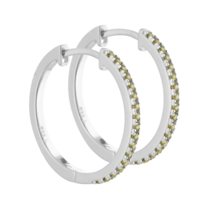 Ronja - 20 mm. creoler i sterling slv med oliven zirkonia