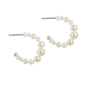 PRETTY PEARL HOOP | SILVER