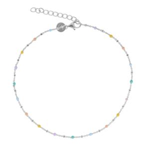 Becca, ankelkde i sterling slv med dutter & pastel emalje dots. 23+3 cm.