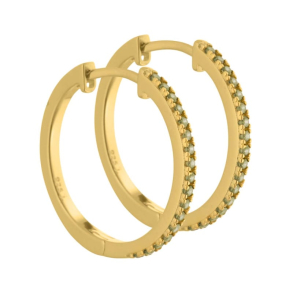 Ronja - 20 mm. creoler i forgyldt sterling slv med oliven zirkonia