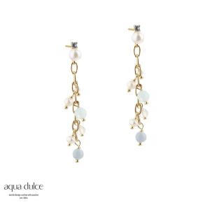 SKY BLUE CHAIN EARRING | GOLDEN