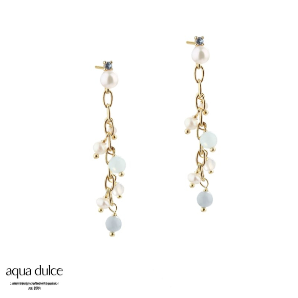 SKY BLUE CHAIN EARRING | GOLDEN